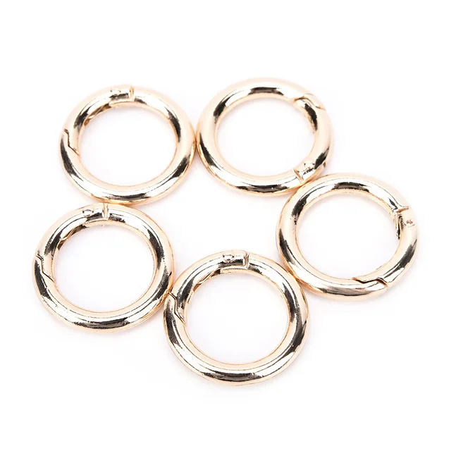 gold 5 Pcs Circle Round Carabiner Hook Keyring Buckle 28mm Snap Clips Keychain - Цвет: gold