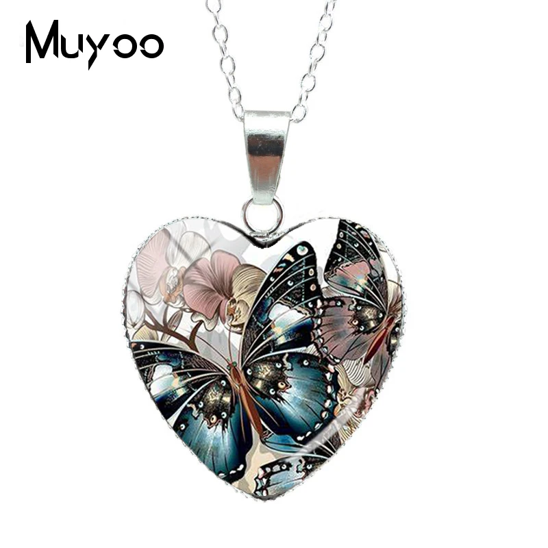 Винтаж бабочка подвеска из стекла сердце в винтажном стиле виде бабочек с