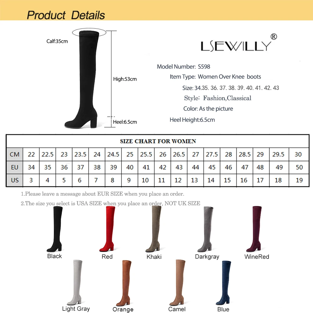 Lsewilly Women Shoes Over The Knee High Boots Pointed Toe Autumn Winter Hoof Heels Lace Up Size 43 S594 | Обувь