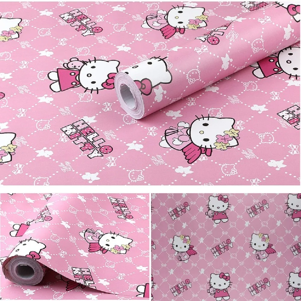 45 см X 1000 см HelloKitty, водонепроницаемые самоклеящиеся обои из ПВХ, настенные наклейки для гостиной, телевизора, стены, спальни, для детей, креативные