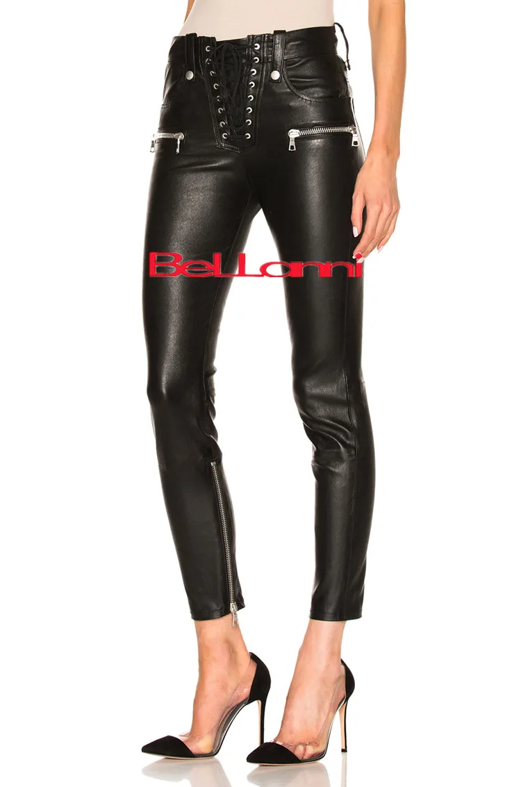 black longer length Весенние новые модные брендовые длинные штаны из искусственной кожи осенние женские облегающие брюки-карандаш высокого качества wq762 Прямая поставка - Цвет: black longer length