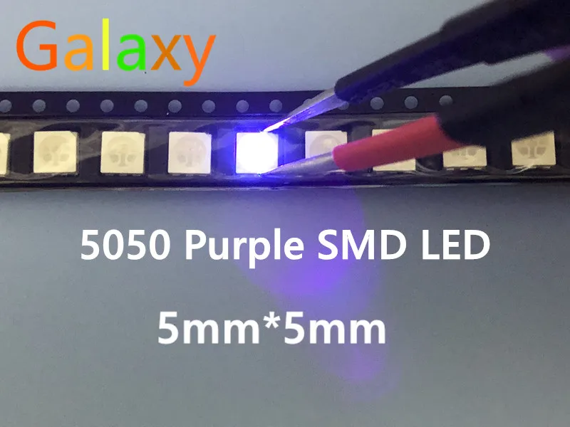 5050 светодиодный SMD Фиолетовый УФ чип поверхностного монтажа 20мА Ультраяркий свет