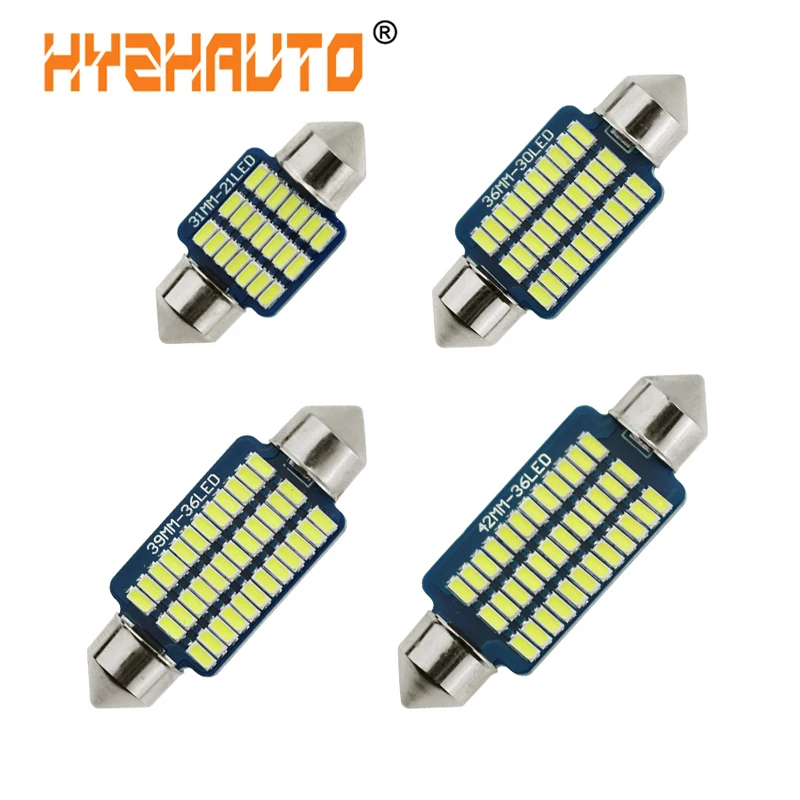 HYZHAUTO 10 шт. гирлянда 31 мм 36 39 42 светодиодный ные лампы 4014 SMD C5w Светодиодные фонари