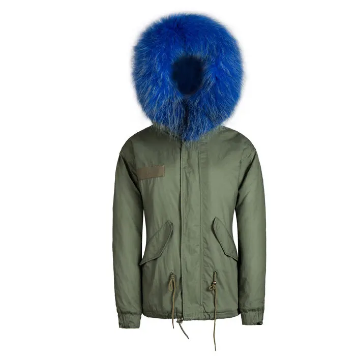 Корейский стиль Синее Короткое пальто искусственный мех короткая парка для Mr