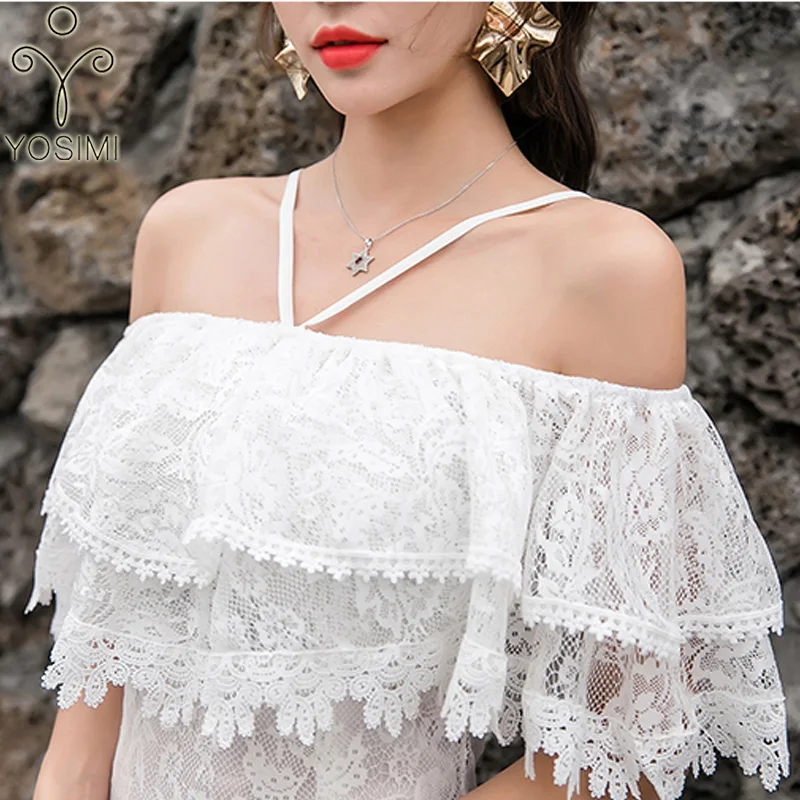 2019 летнее макси винтажное кружевное длинное женское платье туника белая Фея