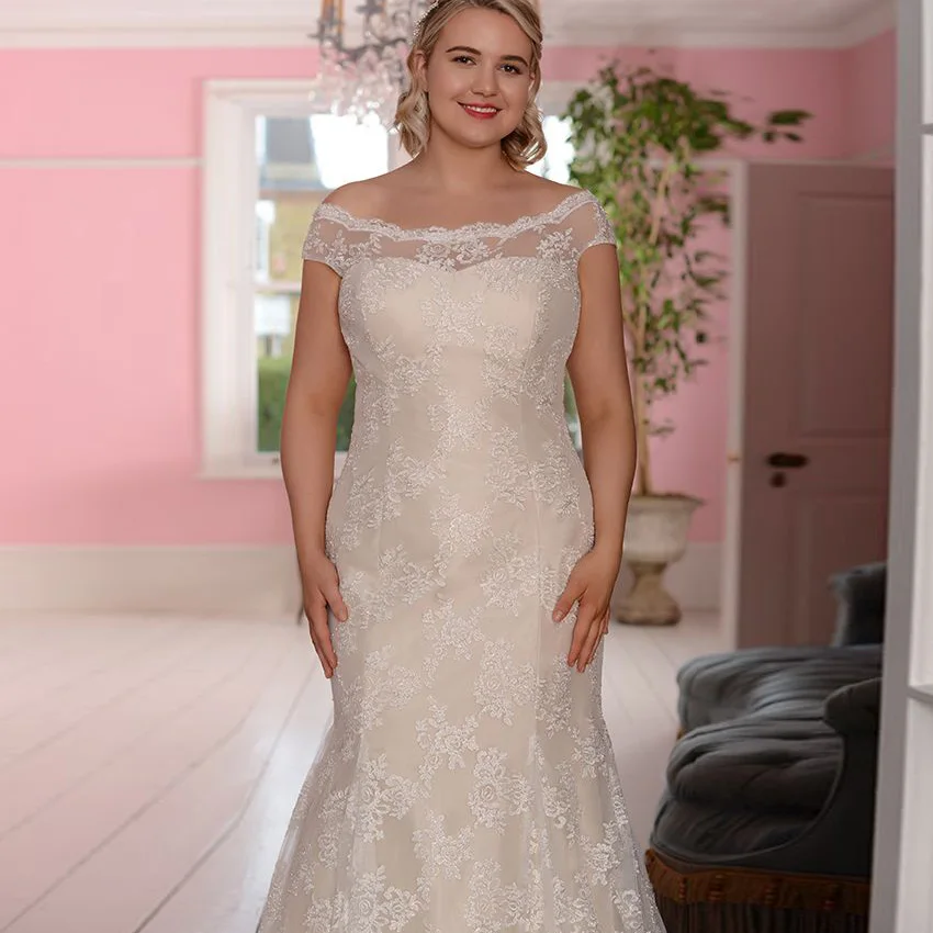 ADLN нового размера плюс свадебные платья кружева Vestidos de Novia Свадебные платья совок шеи без рукавов robe De Mariage на шнуровке сзади
