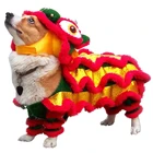Funny New Year Dog Clothes Pet Chinese Costume Dragon Dance Lion Dog Cat Coat Lion Dance Red Festive Lucky Clothes For Teddy
