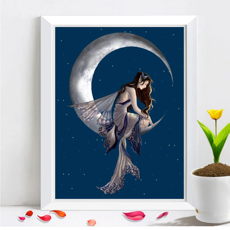 Cross Stitch Embroidery &quotPrincess Cn the Moon&quot Carton Diamond Painting Crystal Mosaic Craft Beauty Character Bedroom Decor | Дом и сад