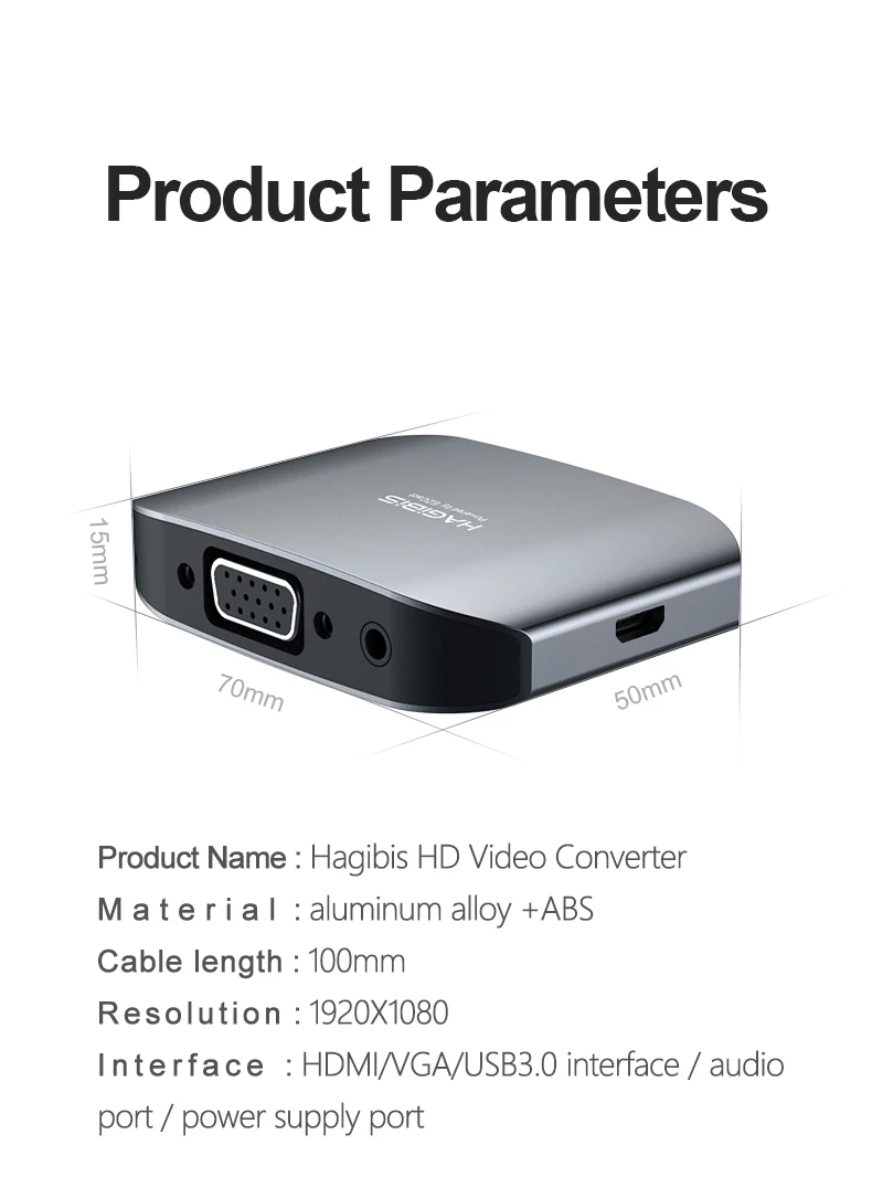 Hagибис HDMI VGA HD адаптер ПК видео конвертер аудио адаптер мобильный телефон/ноутбук подключен к телевизору для iPhone XS 8 iPad Android