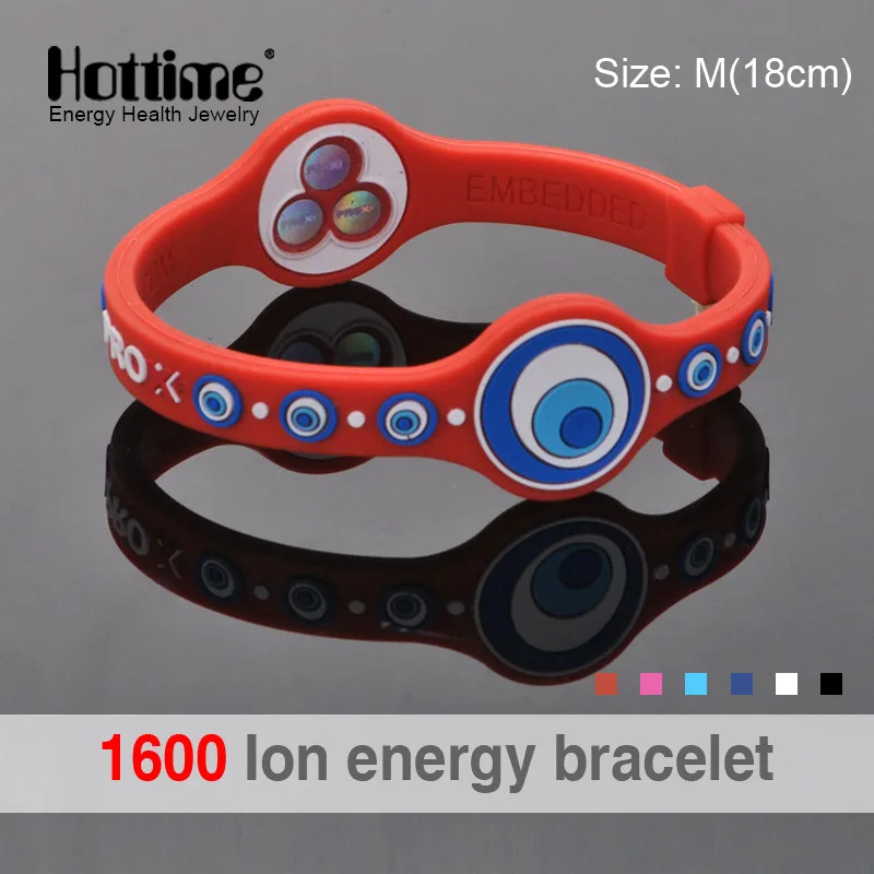 Hottime 1600 ion Bio Energy Unisex Trendy Silicone Rubber Flexible Wristband Wrist Band Cuff Bracelet Bangle For Women Men PROX2 - Окраска металла: PROX 2 Red