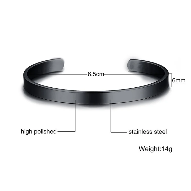 Vnox Simple Cuff Bangles Bracelets for Women 6MM High Polished Stainless Steel pulseira Dia 2.56&quot | Украшения и аксессуары