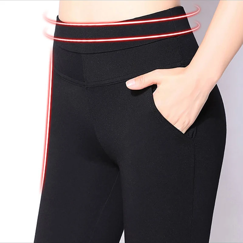 

Autumn Plus Size 4XL High Waist Pants Women New Fashion Spring OL Casual Flare Pant Trousers Work Pants Long Trousers Female