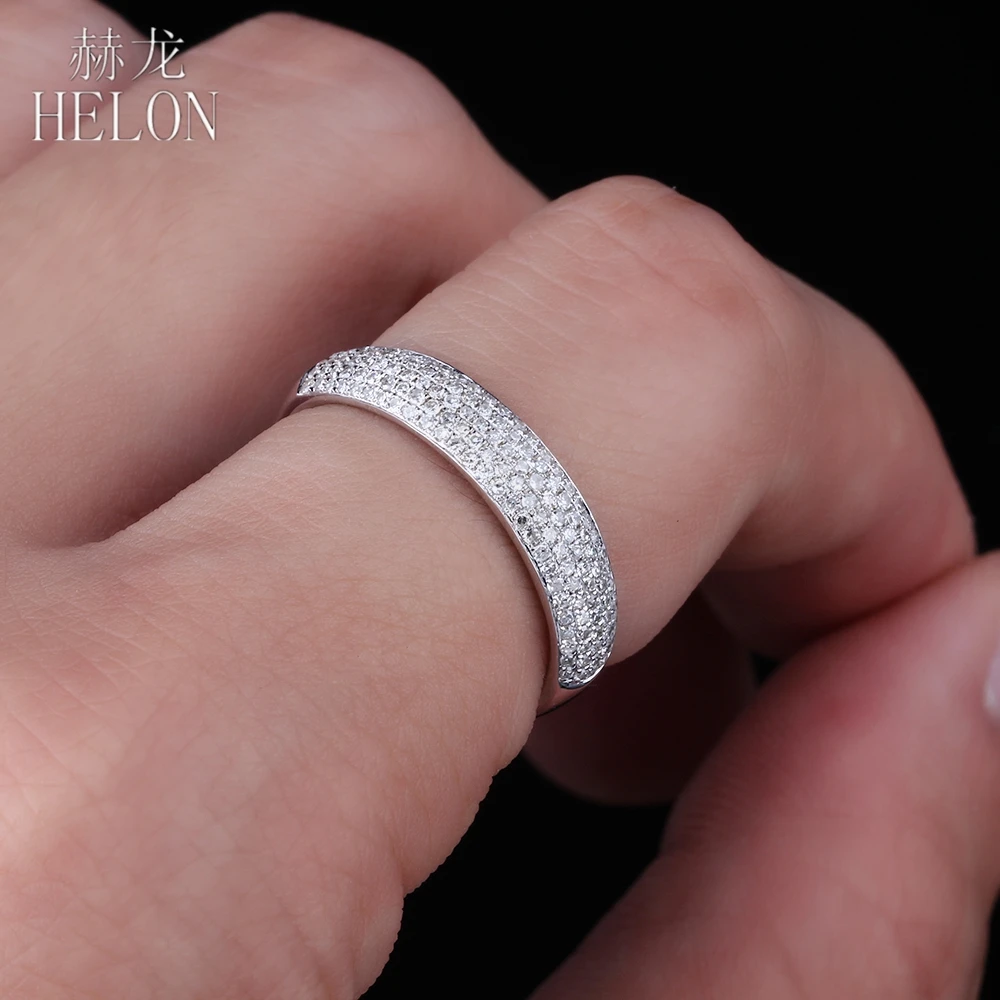 

HELON Solid 10K White Gold 0.39CT Genuine Natural Diamond Engagement Wedding Ring For Women Generous Brilliant Fine Jewelry Ring