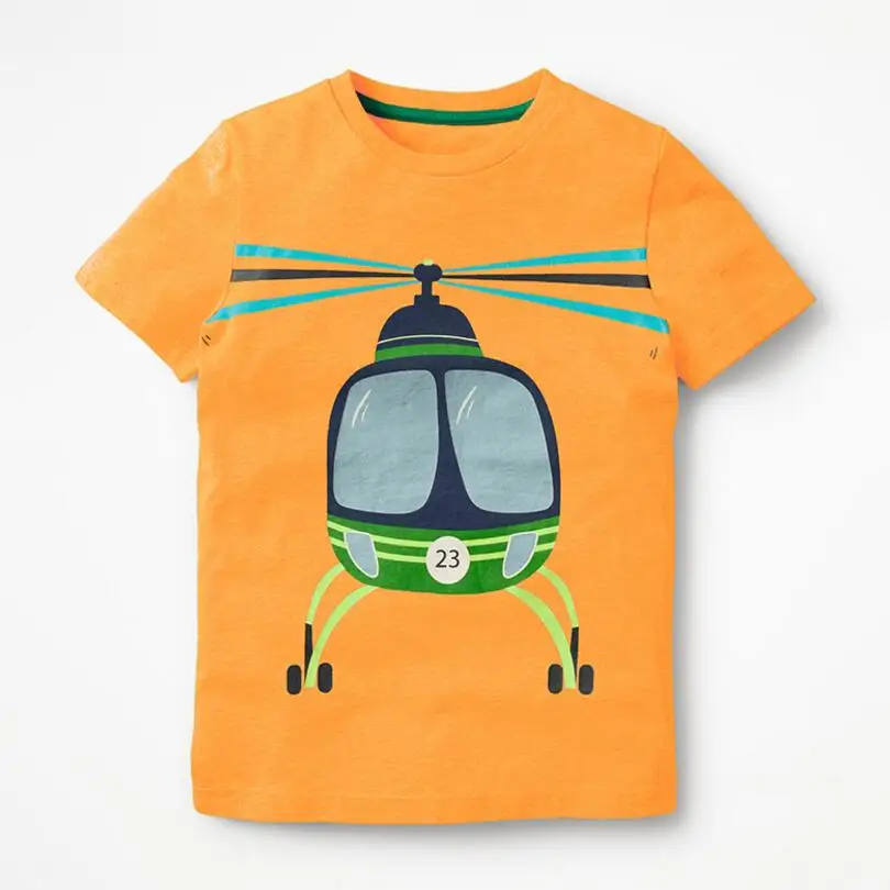 Little maven/детская одежда летняя одежда для маленьких мальчиков с коротким рукавом вертолет принт футболка брендовая хлопковая футболка Топы 51280 - Цвет: Оранжевый