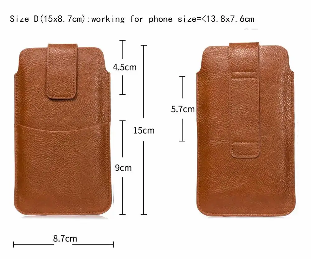 Size D brown15x8.7cm PU поясной ремень мобильный чехол для телефона чехол для Motorola One Vision, Moto Z4, для Galaxy Xcover 4S - Цвет: Size D brown15x8.7cm