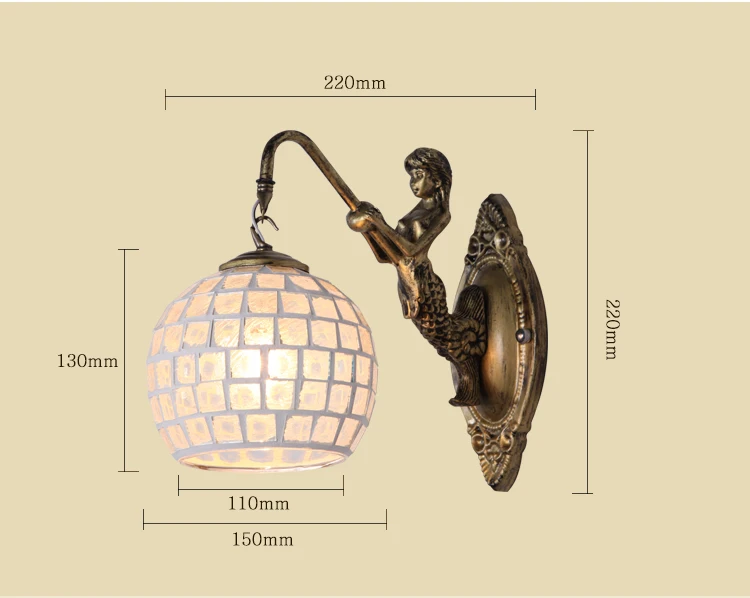 Средиземноморский абажур из стекла Тиффани настенные лампы 110 220 в E27 держатель