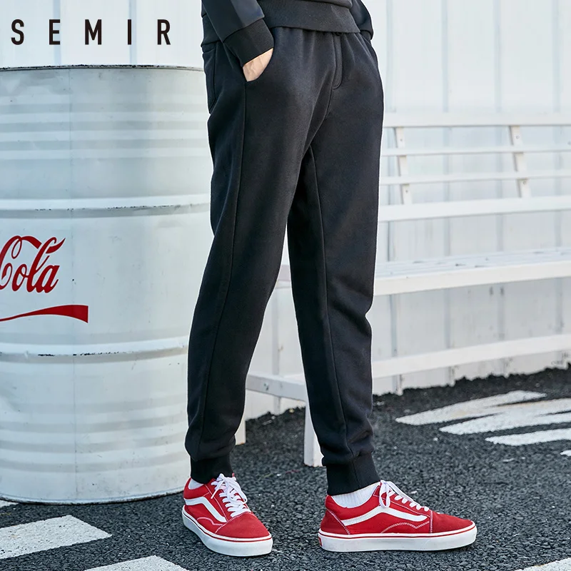 SEMIR брюки мужские толстые теплые флисовые готические спортивные черные