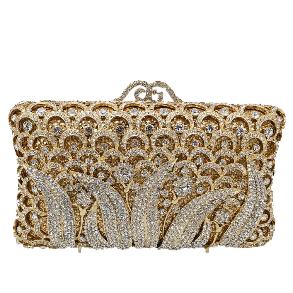 Boutique De FGG элегантный Для женщин Цветочный клатч кристалл вечерние сумки алмаз металл Minaudiere Сумки Свадебная вечеринка вечерняя сумочка