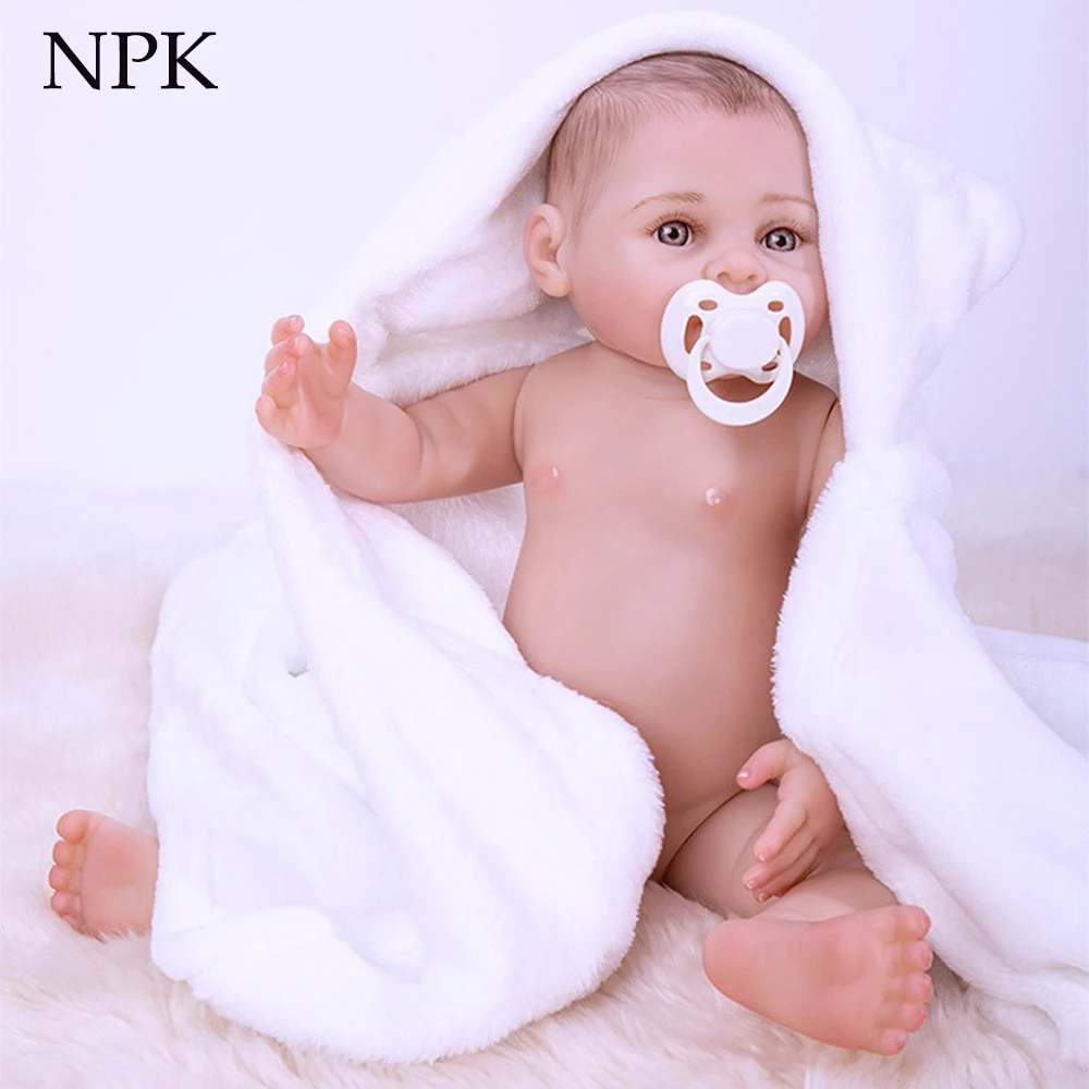 Полностью силиконовая кукла младенец NPK 43 см 100% Реалистичная мягкая 17 дюймов