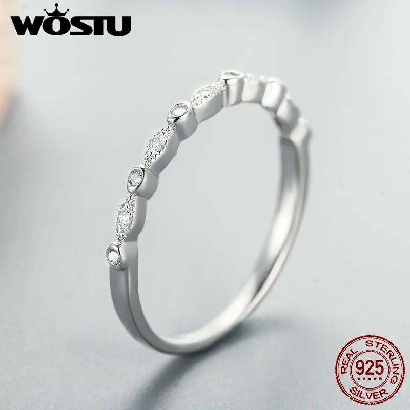 WOSTU Высокое качество 925 пробы серебряные минималистичные массивные кольца для женщин Роскошные S925 Свадебные украшения CQR084