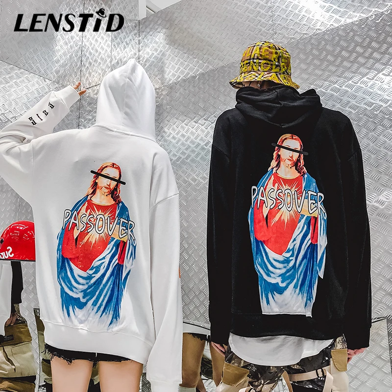 LENSTID Jesus пуловеры c капюшоном принтом 2019 осенние мужские Смешные свитшоты с