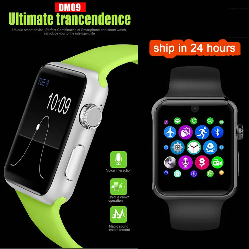 DM09 Bluetooth Смарт-часы спортивные HD экран Поддержка sim-карты носимые устройства Smartwatch для apple Android pk dz09 gt08 LF07watch