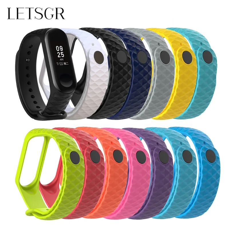 LETSGR Sports Silicone Strap for Xiaomi Mi Band 3 Bracelet Replacement Band3 Correa | Электроника