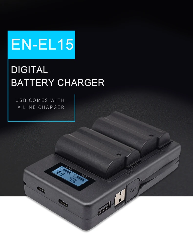 PALO EN-EL15 ENEL15 RU EL15 ЖК-дисплей USB Dual Зарядное устройство для фотокамеры Nikon D7000 D7100 D7200 D8000 600 800 D810 D610 D750