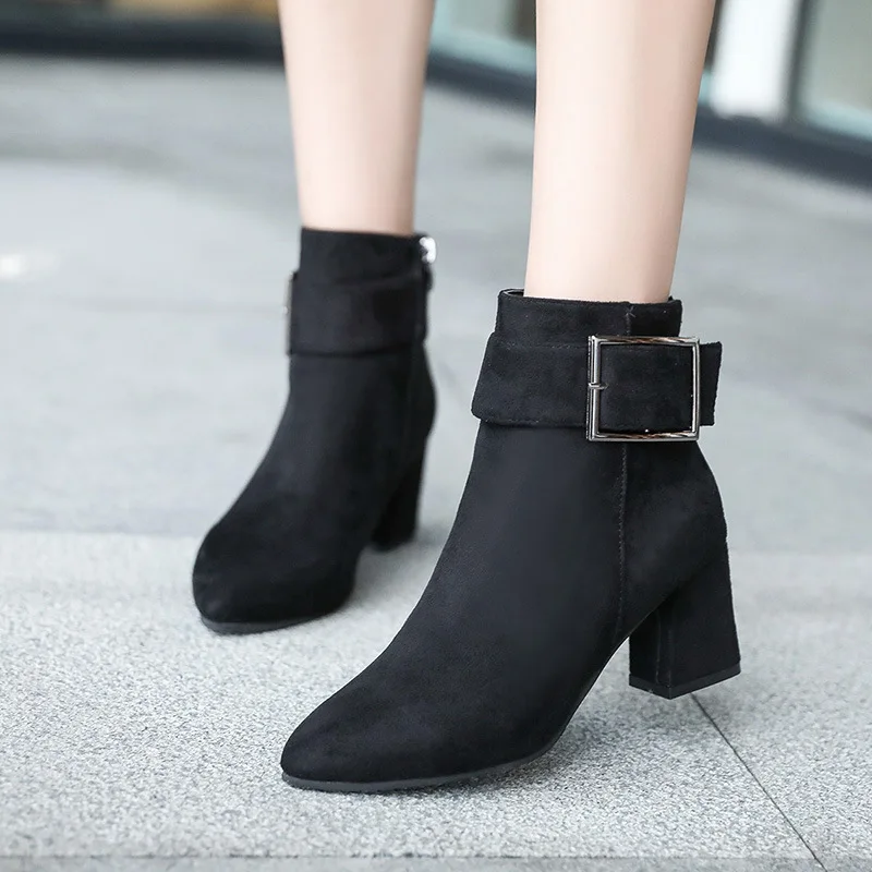 2018 New Ankle Boots for Women Short Boot Casual Shoes Woman Platform High-heel Fashion Pointed Zipper Elegant Sexy Riding | Обувь