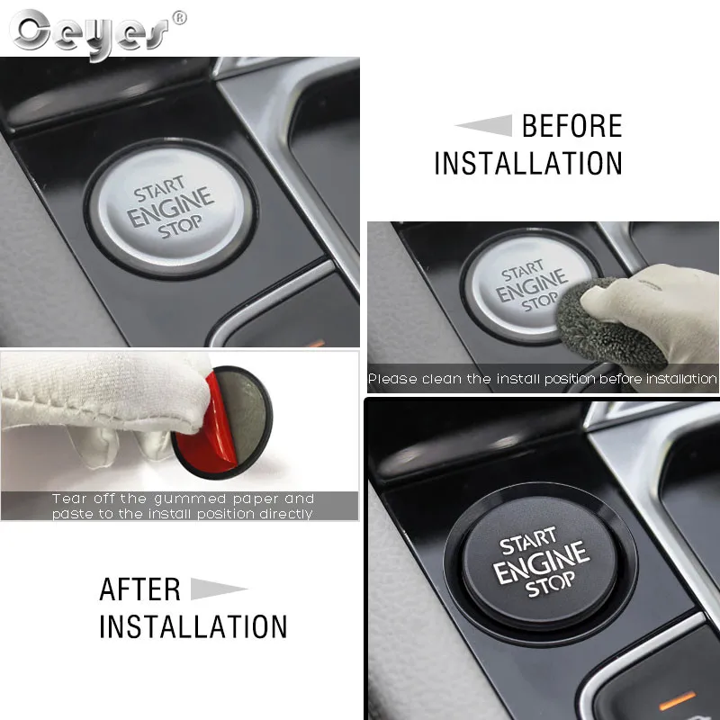 Ceyes Car Styling Interior Accessories Stickers Ignition Engine Start Stop Ring Case For Volkswagen CC VW Auto Button Covers - Наклейки для интерьера автомобиля Ceyes Car Styling с кейсом для кольца зажигания и старта двигателя для Volkswagen CC VW Auto. 