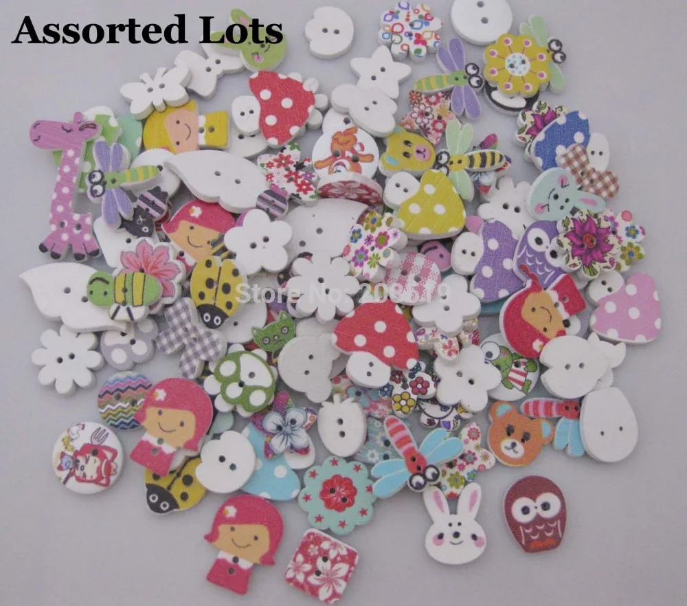 Пуговицы деревянные для рукоделия 100 шт. в ассортименте | Дом и сад