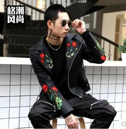 S 5XL новинка 2019 Мужская одежда модная певица DS DJ цветы коллаж тонкая куртка из
