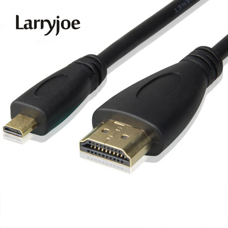 Larryjoe 1 м/1,5 м/1,8 м/3 м/5 м/10 М V1.4 Micro HDMI к HDMI Мужской адаптер конвертер кабель 1080p 1440p для HDTV PS3 xbox 3D lcd
