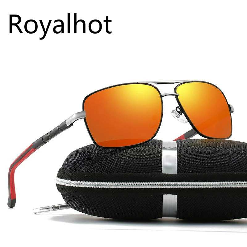 

Новинка, Мужские поляризационные солнцезащитные очки RoyalHot, оправа из сплава, отражающие линзы, пленка, квадратные очки для вождения