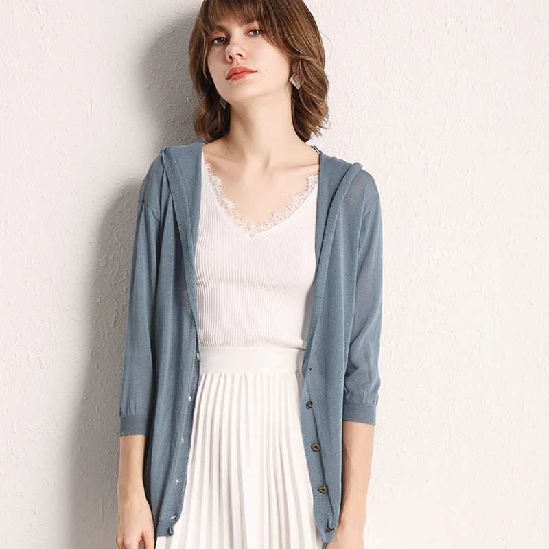 С капюшоном Толстовка Для женщин льняная блузка 2019 летние Повседневное с длинным