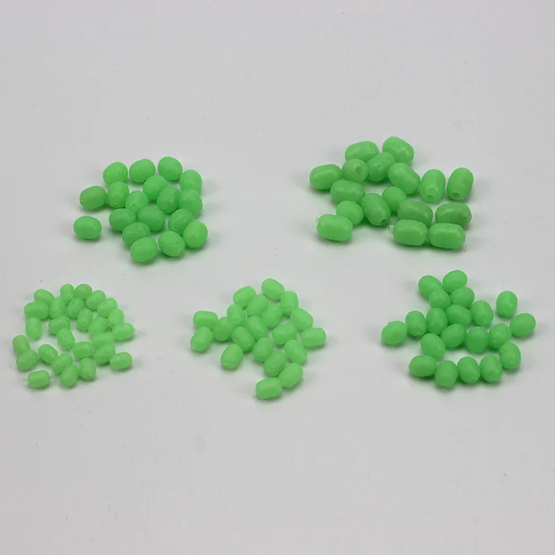 100 шт./лот зеленые мягкие резиновые цилиндрические светящиеся бусины Lumo бобы