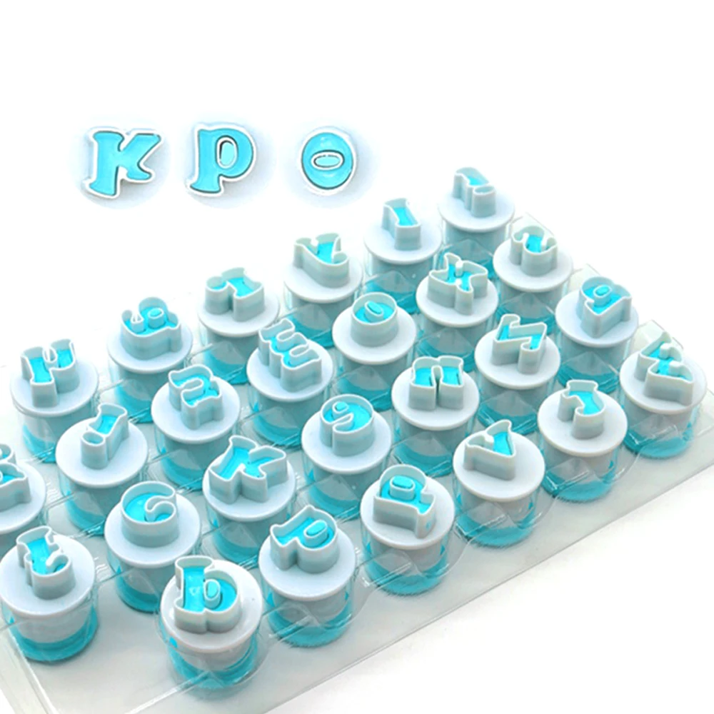 

Upper&Lowercase Alphabet Cookie Cutter Plastic Capital Letters Fondant Cutter Baking Cupcake Mold Cake Decorating Tools