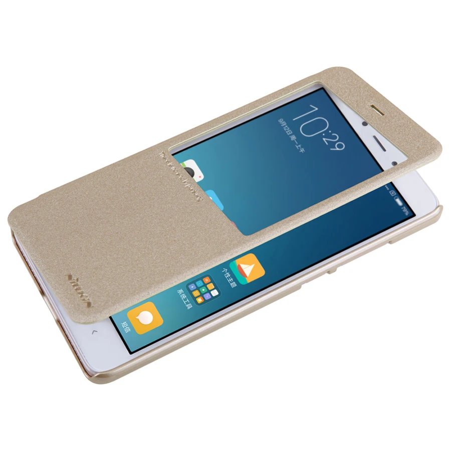 Кожаный чехол книжка NILLKIN Sparkle Series Smart View Window для Xiaomi Redmi Note 4 телефона с функцией