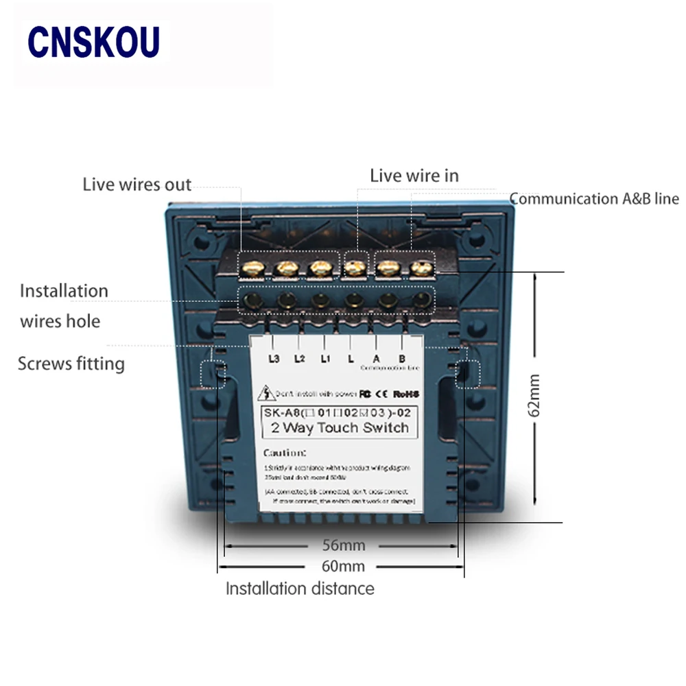Cnskou UK Standard 1Gang1Way Crystal Glass Panel 220V Screen Remote Touch Switch with Controller Smart Home Manufacturer | Обустройство