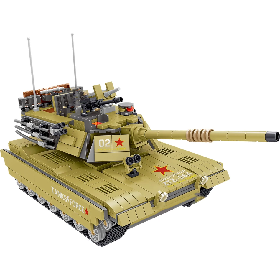 

1065PCS Military Building Blocks Compatible WW2 96A Main Battle Tank Army Soldier Weapon Bricks Educational Toys for Boys