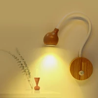 flexible pipe 3w5w cob led wall sonces light fixture wood picture lamp button spotlight bedroom
