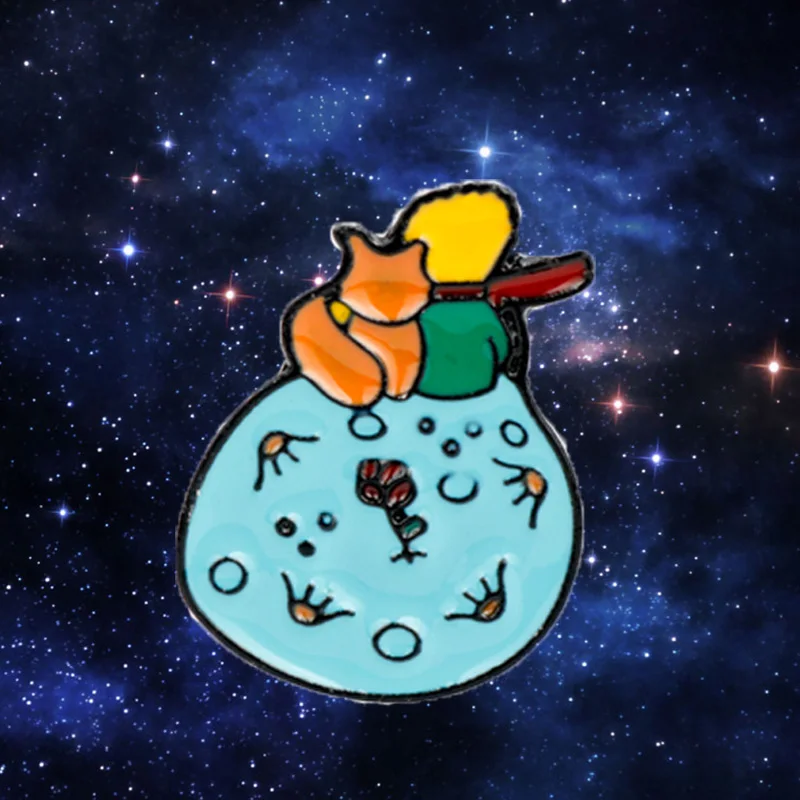 Брошь Le Petit с изображением Маленького принца лисы розы Классическая сказка