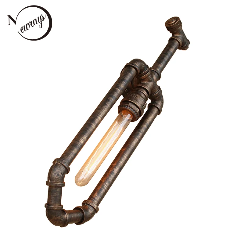 

Loft Industrial steam punk sword style iron rust Water pipe retro wall lamp Vintage e27 sconce lights for living room restaurant