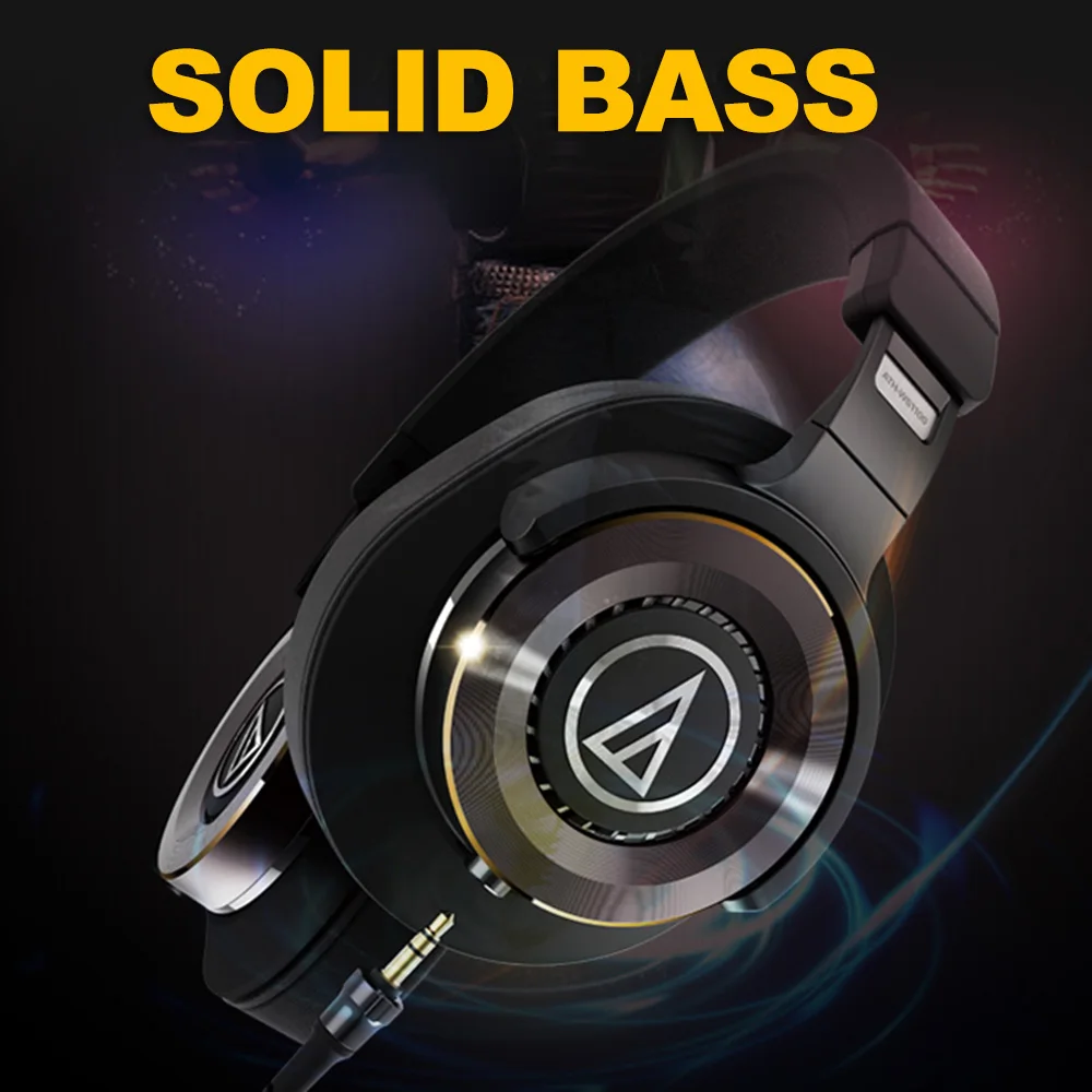Audio-Technica ATH-WS1100iS Portable HiFi Headsets Solid Bass Over-ear Headphones 3.5mm Wired Earphones with Mic Hi-Res