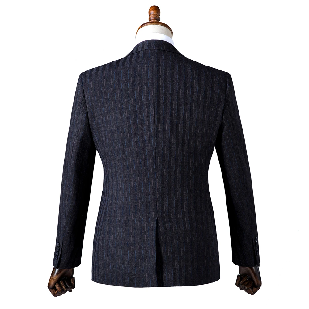 OSCN7 2019 заостренный лацкан в полоску Костюмы Под заказ Для мужчин Slim Fit Свадебная