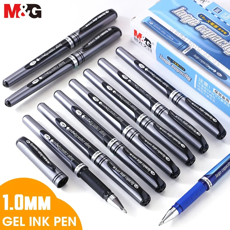 

M&G 4/6/12PCS Large Strokes Signature Gel Pen 1.0mm Black Blue Red Ink Gelpen For School Office Supplies Stationary Pens