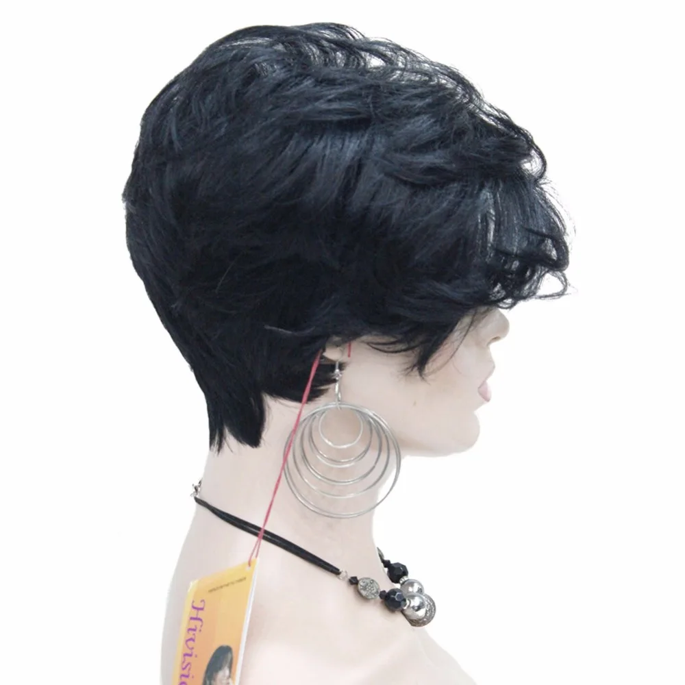 StrongBeauty женский Асимметричный Наклонный челка черный короткий прямой Боб натуральный парик Синтетический Полный парик