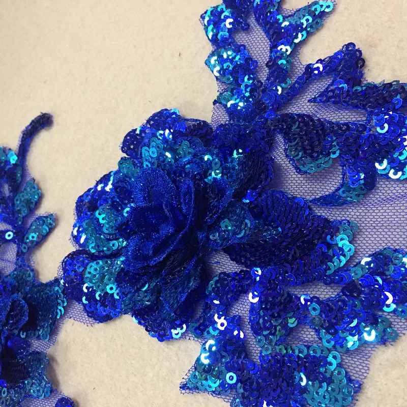 5Pcs evening wedding dress bridal headband Embroidery decorative Sapphire sequins venice lace applique 34X 18cm LA134 | Дом и сад