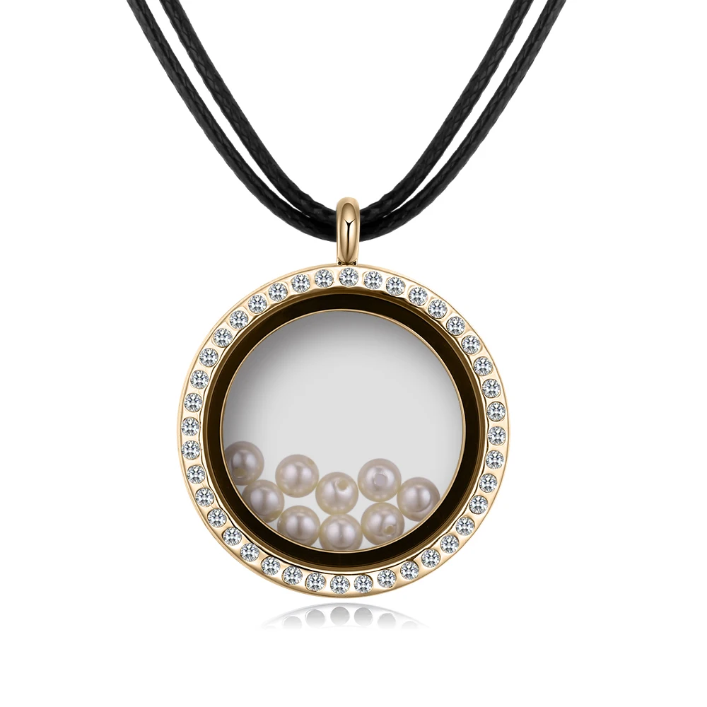 TrinketSea Trendy Crystal Locket Pendants &amp Necklaces For Women Rope Chain Magnet Round Choker Fashion Jewelry | Украшения и