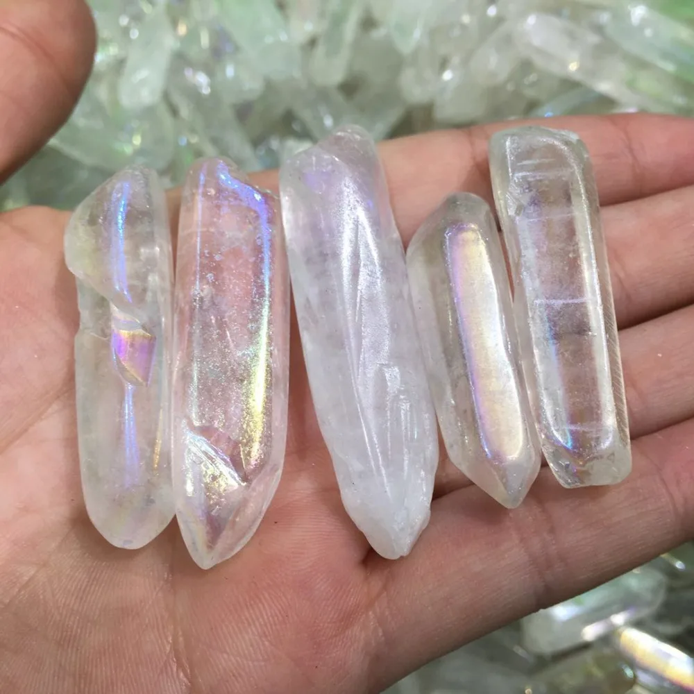 5 шт. Прямая поставка натуральный белый титановый кварцевый кристалл aura камень